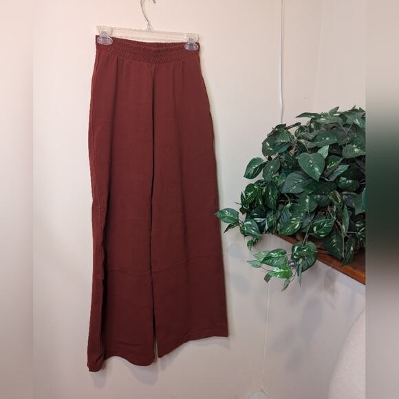 Zara Wide Leg Joggers In Rust Orange Size Small - Picture 1 of 9